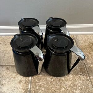 Set of 4 - Keurig 32oz Thermal Carafes - Black Plastic w/ Chrome Handle